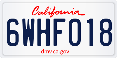 CA license plate 6WHF018