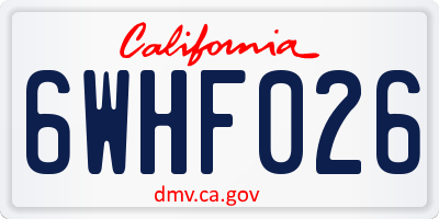 CA license plate 6WHF026