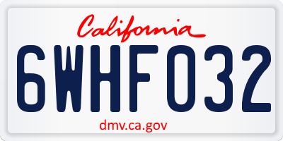 CA license plate 6WHF032