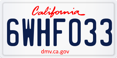 CA license plate 6WHF033
