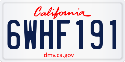 CA license plate 6WHF191