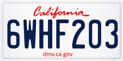 CA license plate 6WHF203