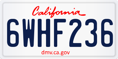 CA license plate 6WHF236