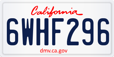 CA license plate 6WHF296