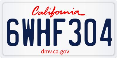 CA license plate 6WHF304
