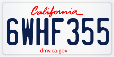 CA license plate 6WHF355