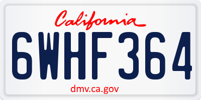 CA license plate 6WHF364