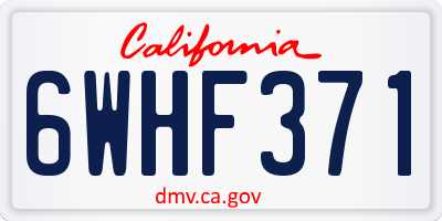 CA license plate 6WHF371