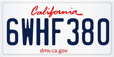 CA license plate 6WHF380
