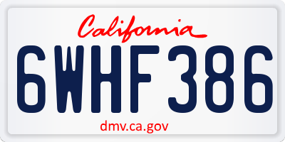 CA license plate 6WHF386