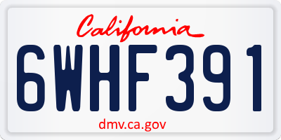 CA license plate 6WHF391