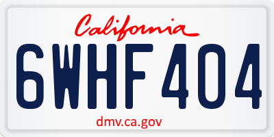 CA license plate 6WHF404