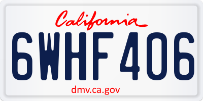 CA license plate 6WHF406