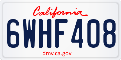 CA license plate 6WHF408