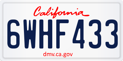 CA license plate 6WHF433