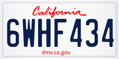 CA license plate 6WHF434