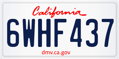 CA license plate 6WHF437