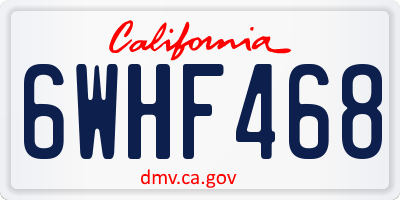 CA license plate 6WHF468