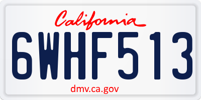 CA license plate 6WHF513