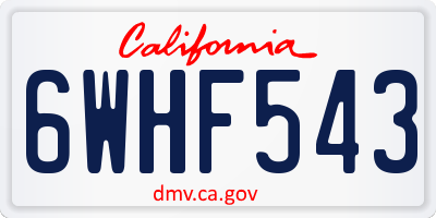 CA license plate 6WHF543