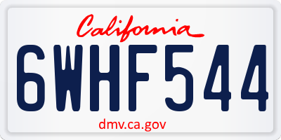 CA license plate 6WHF544