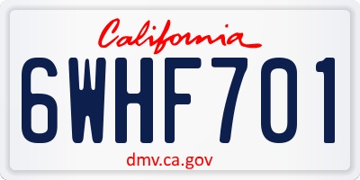 CA license plate 6WHF701