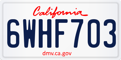 CA license plate 6WHF703