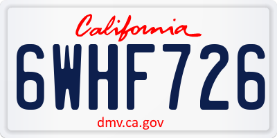 CA license plate 6WHF726