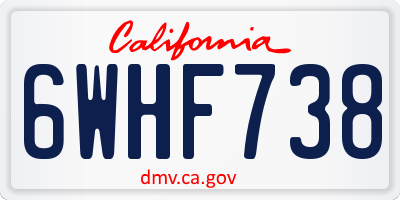 CA license plate 6WHF738