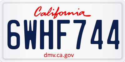 CA license plate 6WHF744
