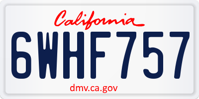 CA license plate 6WHF757