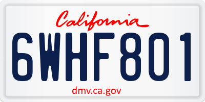 CA license plate 6WHF801