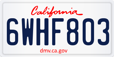 CA license plate 6WHF803