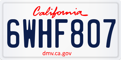 CA license plate 6WHF807
