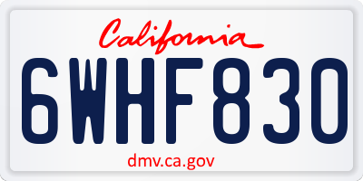 CA license plate 6WHF830