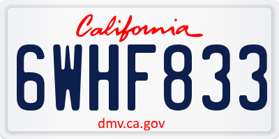 CA license plate 6WHF833