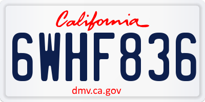 CA license plate 6WHF836