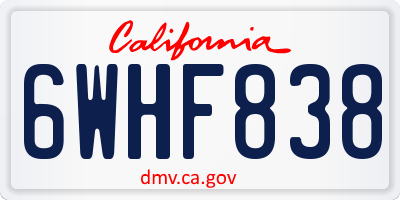 CA license plate 6WHF838