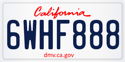 CA license plate 6WHF888