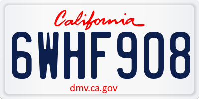 CA license plate 6WHF908