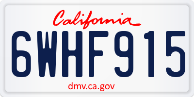 CA license plate 6WHF915