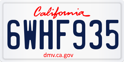 CA license plate 6WHF935