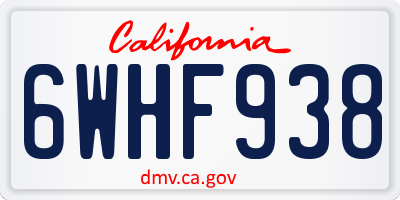 CA license plate 6WHF938