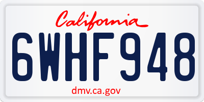 CA license plate 6WHF948