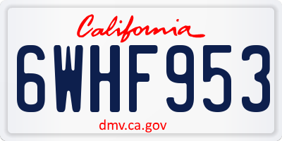 CA license plate 6WHF953