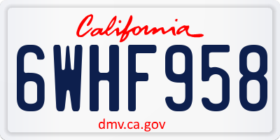 CA license plate 6WHF958