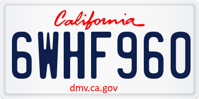CA license plate 6WHF960