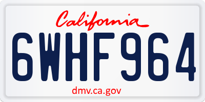 CA license plate 6WHF964
