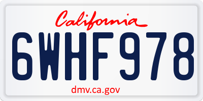 CA license plate 6WHF978