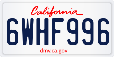 CA license plate 6WHF996
